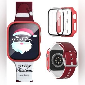 NWT Red and White Santa Christmas Apple Watch Band 45mm